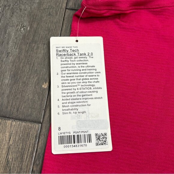 Lululemon NWT Swiftly Tech Racerback Tank Top 2.0 *Hip Length Passionate - Picture 8 of 10